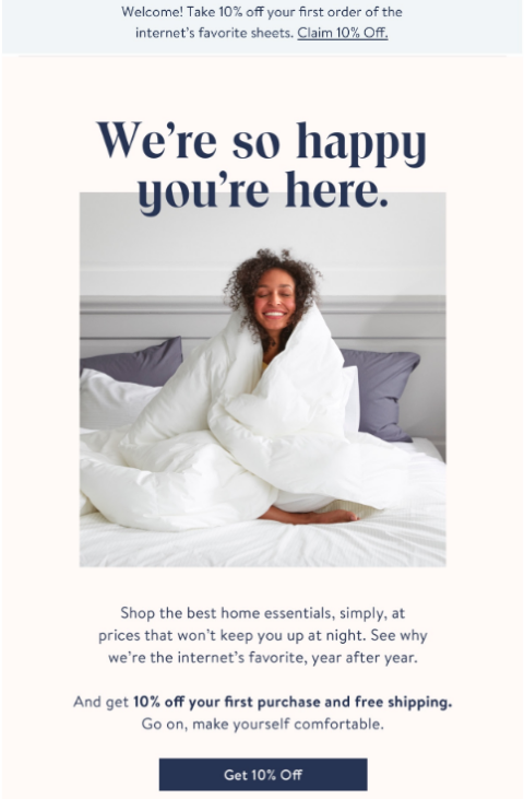 Brooklinen welcome email