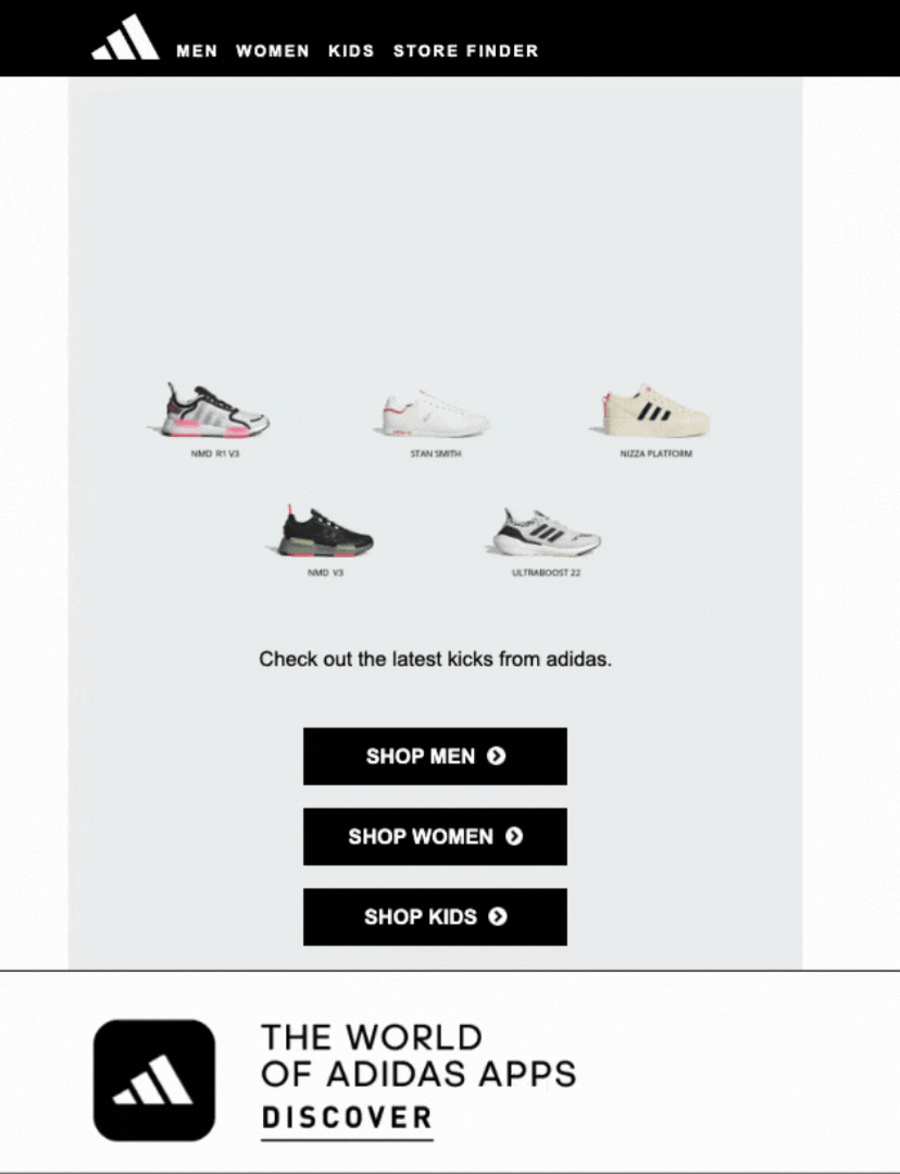 promotional marketing email from Adidas