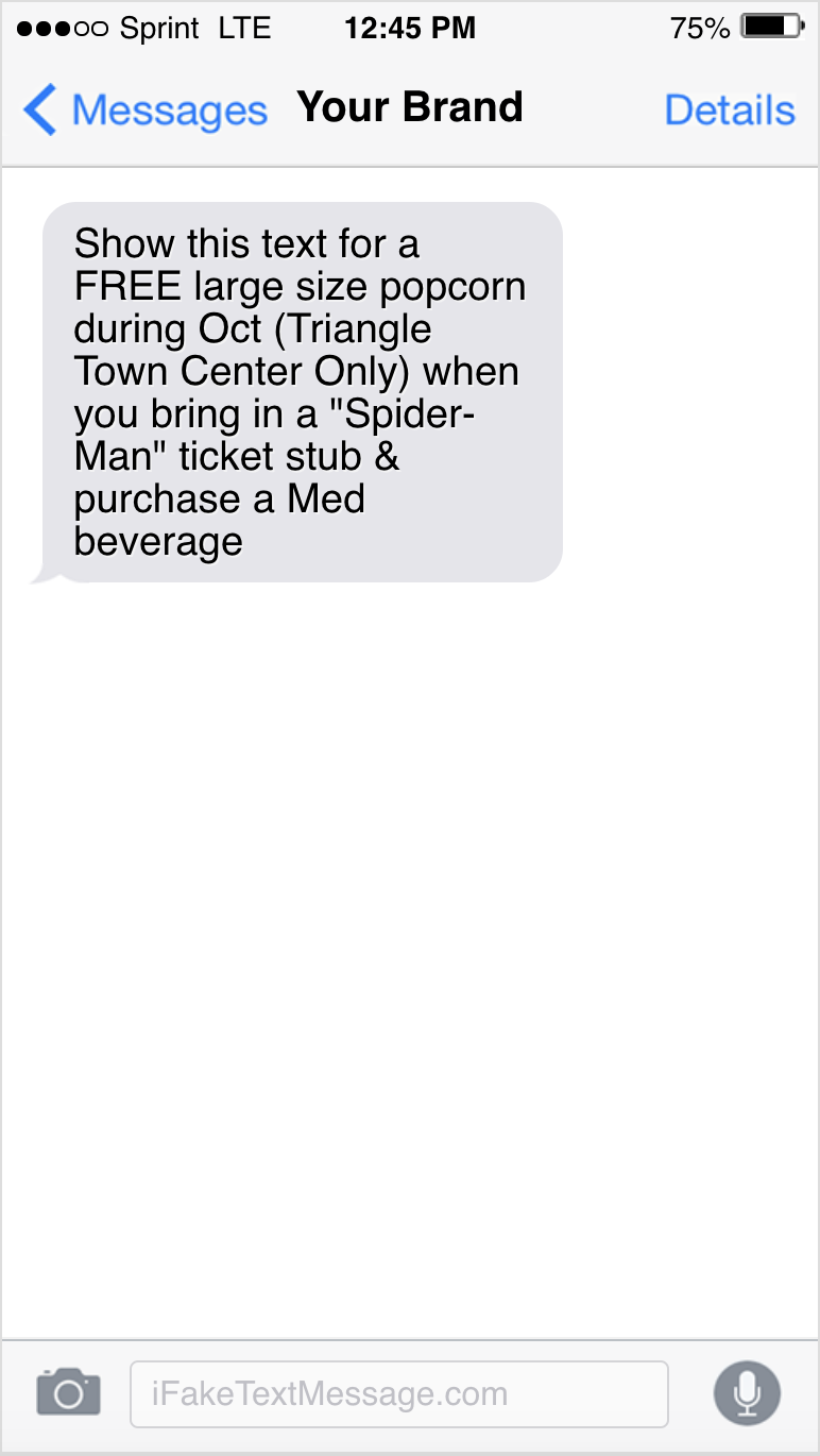 SMS promotion on iPhone