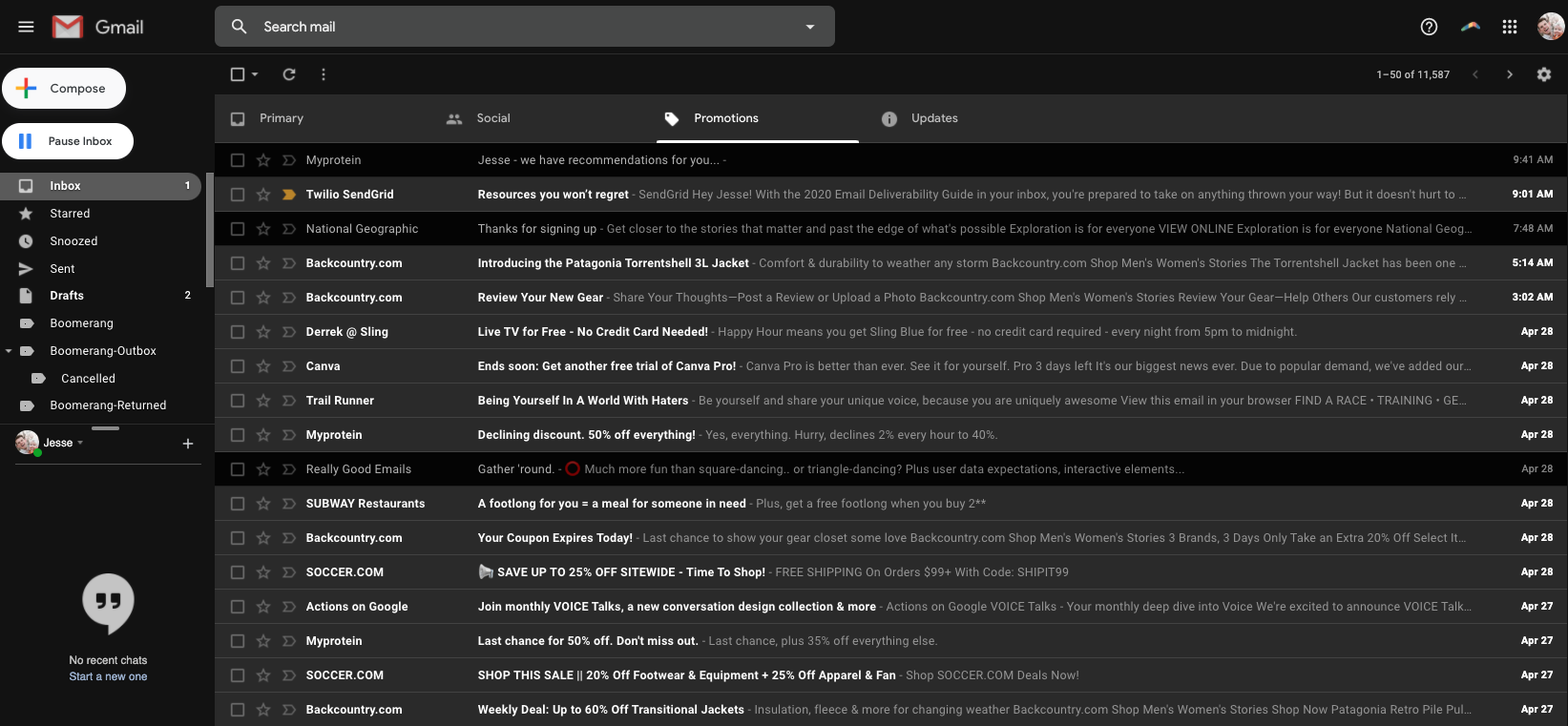 Dark Mode for Email Example