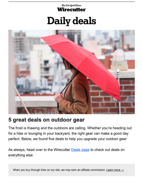 Wirecutter daily deals newsletter.