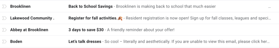 inbox with eye-catching subject lines